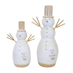 Ganz Snowman Set With Stick Arms - Two Figurines 8 Inch, Resin - Snow Peace On Earth Mx188682 (61600)