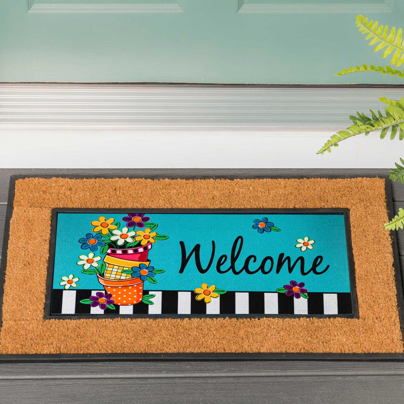 Evergreen Stacked Spring Flower Pots Mat - - SBKGifts.com