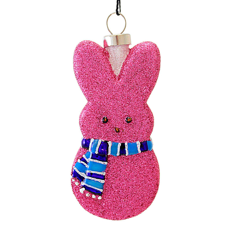 Kat + Annie Fuchsia Glittered Peep's Rabbit - 1 Glass Ornament 4 Inch, Glass - Ornament Bunny Spring 84324 (61623)