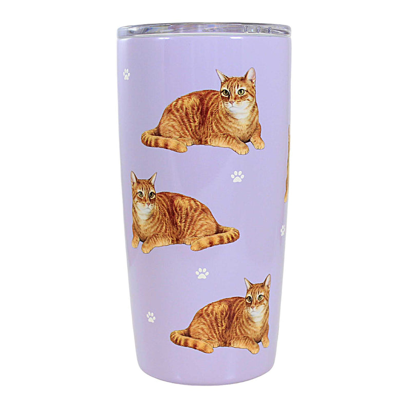 E & S Imports Tabby Orange Serengeti Tumbler - One Tumbler 7 Inch, 18/8 Stainless Steel - Hot Or Cold Beverages 1168A (61634)