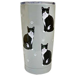 E & S Imports Black And White Cat Serengeti Tumbler - One Tumbler 7 Inch, 18/8 Stainless Steel - Hot Of Cold Beverages 1163 (61639)