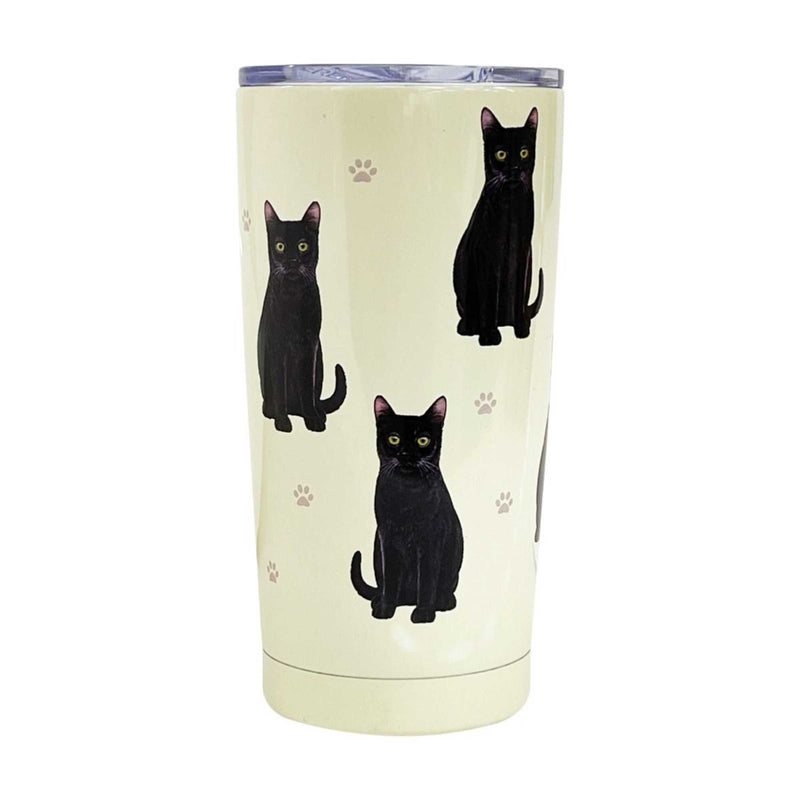 E & S Imports Black Cat Serengeti Tumbler - One Tumbler 7 Inch, 18/8 Stainless Steel - Hot Or Cold Beverages 1165 (61640)