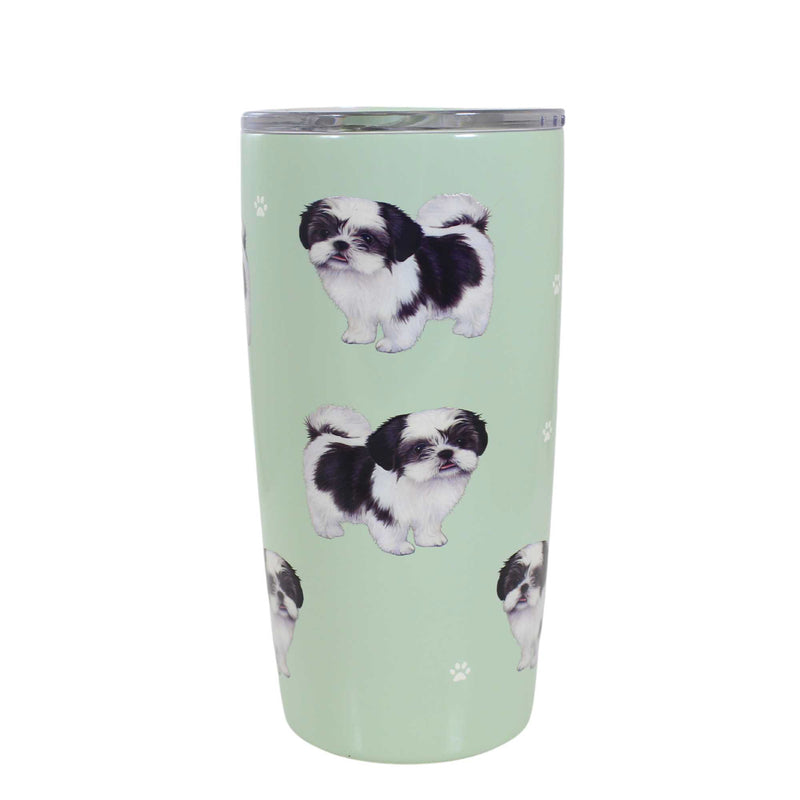 E & S Imports Shih Tzu Black & White Serengeti Tumbler - One Tumbler 7 Inch, 18/8 Stainless Steel - Hot Or Cold Beverages 11587B (61642)
