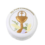 Roman Quilted 1St Communion Rosary Box - One Rosary Box 1.25 Inch, Porcelain - Eucharistic Symbols Keepsakes 46145 (61666)