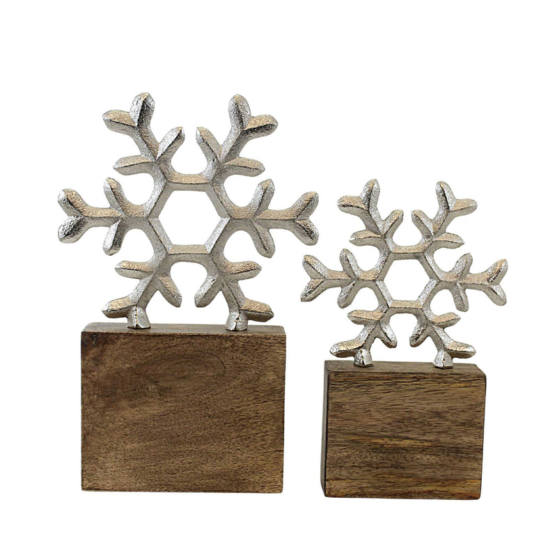 Ganz Snowflake Home Decor Set - Two Figurines 10 Inch, Metal - Winter Christmas Accents Mx189731 (61694)