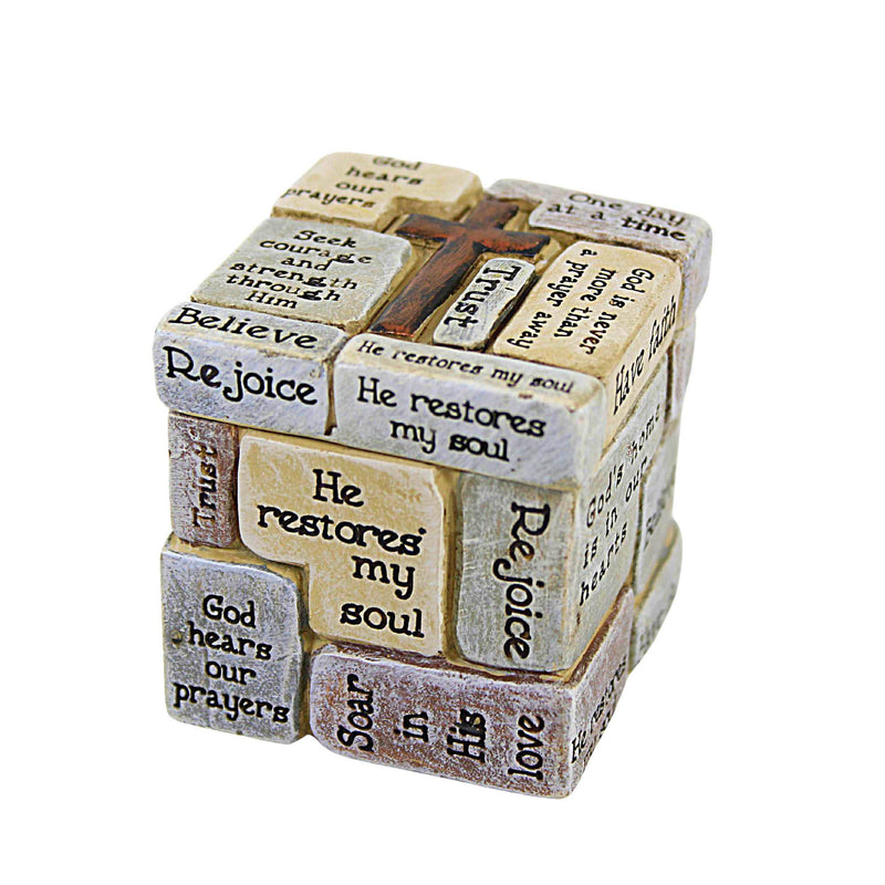 Roman Crossword Trinket Box - One Trinket Box 2.25 Inch, Resin - Cross Believe Religious 46462 (61700)