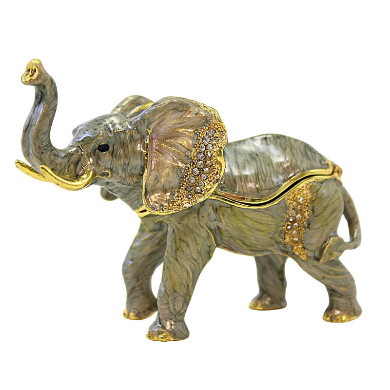 Kubla Craft Elephant Box - One Hinged Box 3 Inch, Metal - Enameled Crystals 3859 (61701)