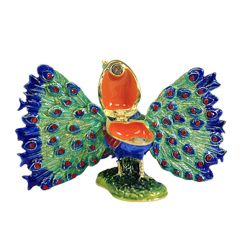 Kubla Craft Blue Fan Peacock Box - - SBKGifts.com