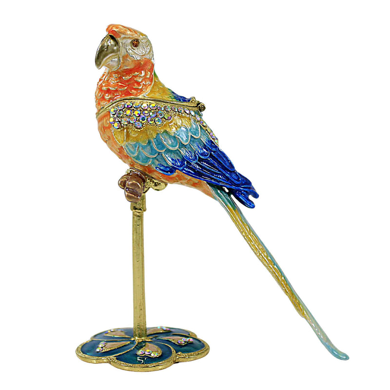 Kubla Craft Colorful Parrot Box - One Hinged Box 4.5 Inch, Metal - Bird Hinged Magnetic 3030 (61709)