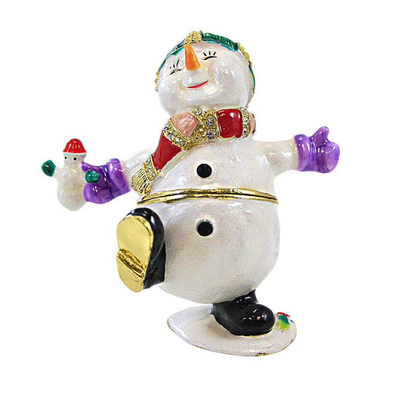 Kubla Craft Happy Snowman Box - One Hinged Box 3 Inch, Metal - Carrot Nose Hinged 2960 (61715)