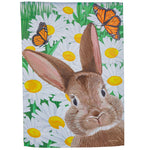Evergreen Hello Bunny Suede Garden Flag - One Garden Flag 18 Inch, - Butterflies Daisies 14S11293 (61717)
