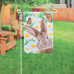 Evergreen Hello Bunny Suede Garden Flag - - SBKGifts.com
