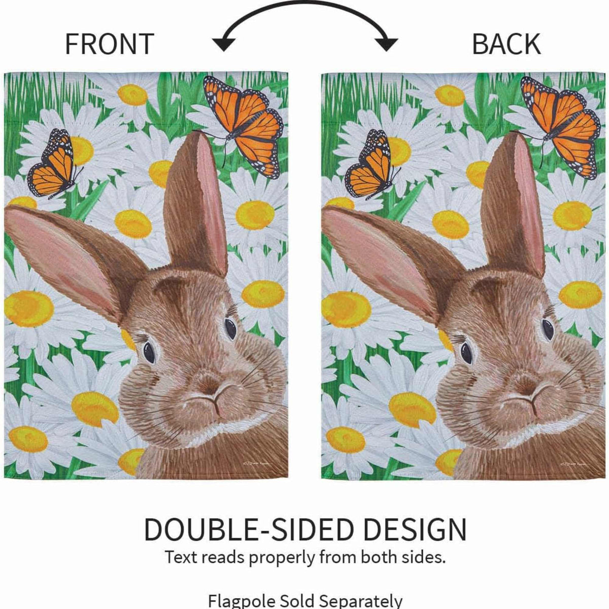 Evergreen Hello Bunny Suede Garden Flag - - SBKGifts.com
