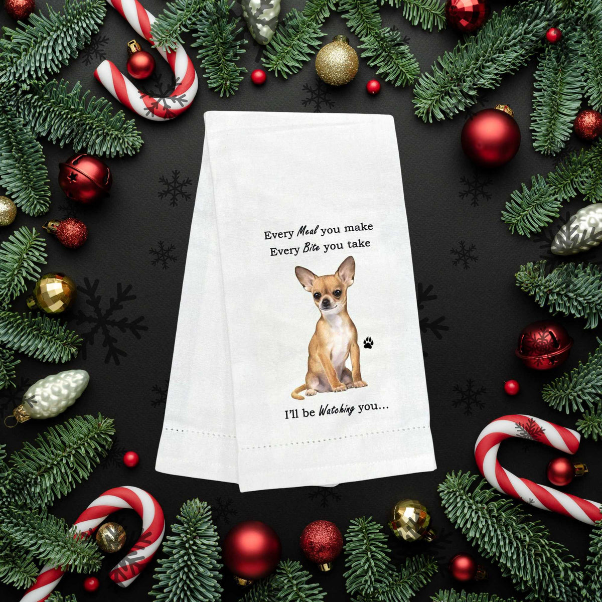 E & S Imports Tan Chihuahua Kitchen Towel - - SBKGifts.com