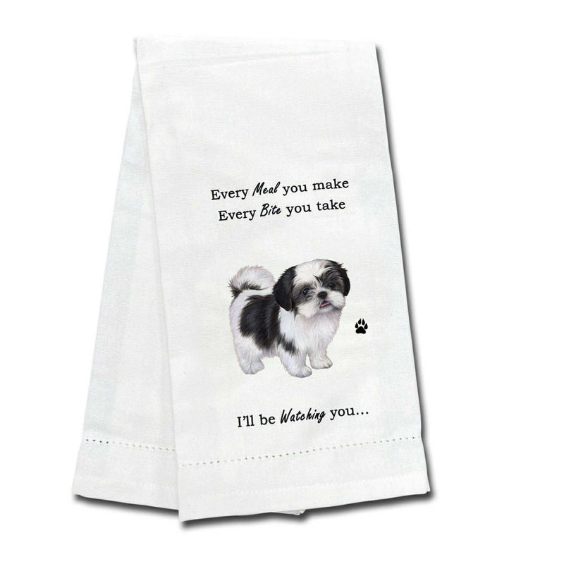 E & S Imports Shih Tzu Black/Wht Kitchen Towel - One Towel 26 Inch, - Dog Puppy Paw 71187B (61745)