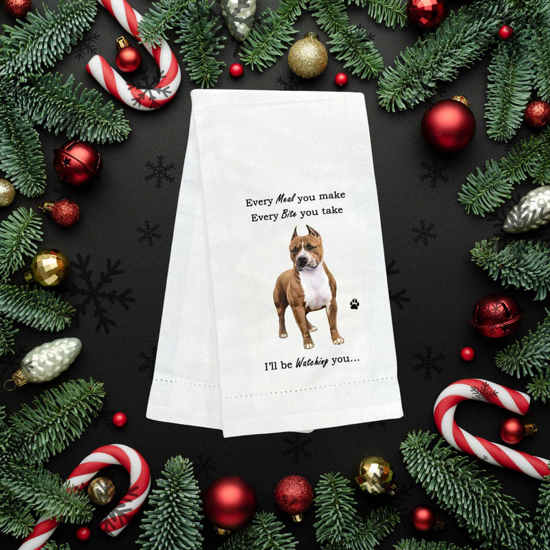 E & S Imports Pit Bull Brindle/Wht Kitchen Towel - - SBKGifts.com