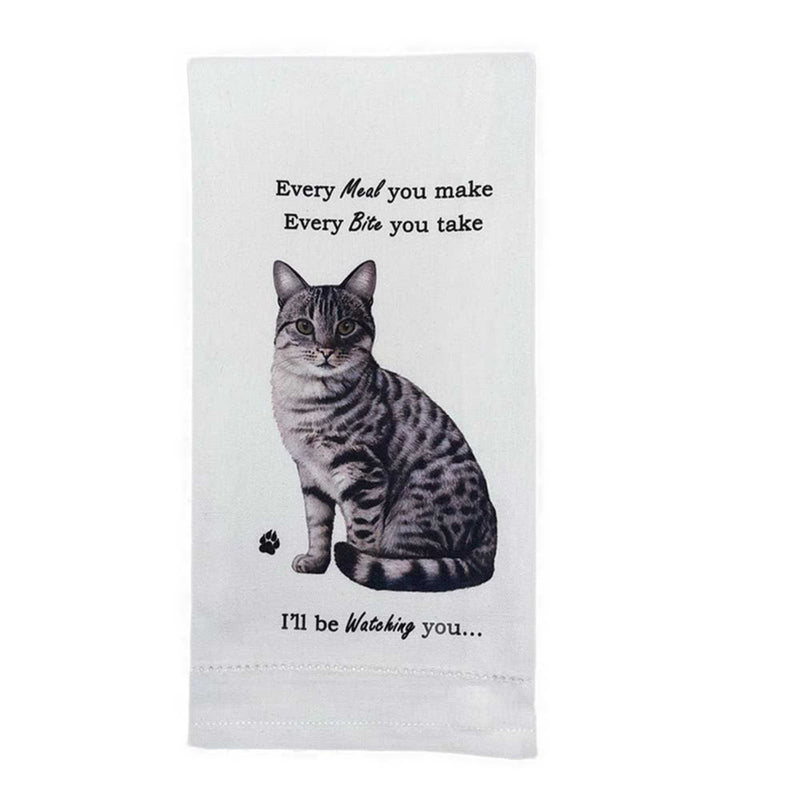 E & S Imports Tabby Silver Cat Kitchen Towel - One Towel 26 Inch, - Dog Puppy Paw 7159 (61761)