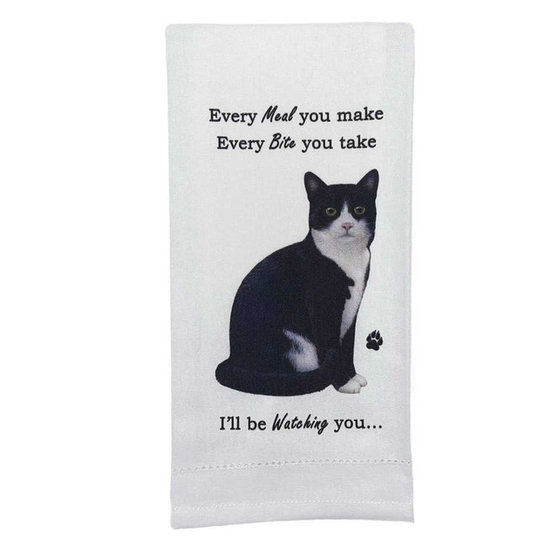 E & S Imports Black And White Cat Kitchen Towel - One Towel 26 Inch, - Dog Puppy Paw 7153 (61763)