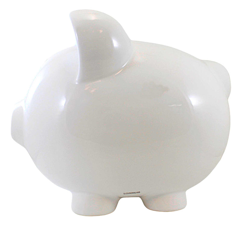 Child To Cherish Boss Hog Piggy Bank - One Bank 11 Inch, Ceramic - Saving Money Solid White 3813Wt (61765)