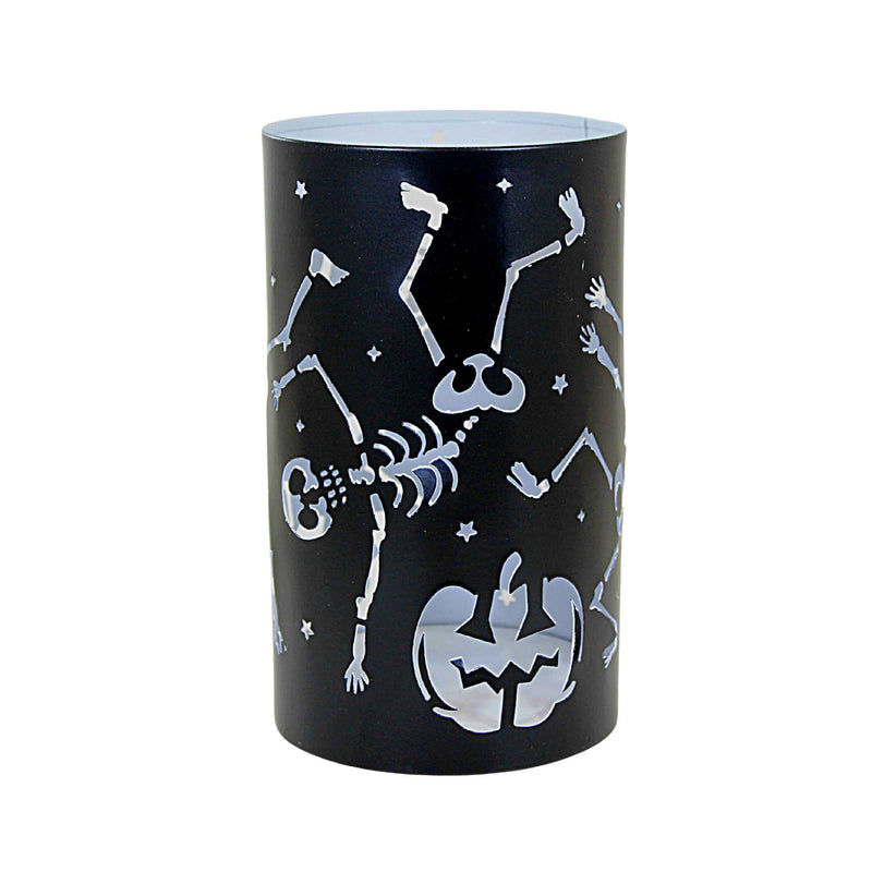 Tag Dancing Skeleton Hurricane - One Metal Candle Holder 6.75 Inch, Metal - Pumpkins Stars Candle Holder G17409 (61813)