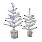 Ganz Silver Tinsel Tree Set - Two Trees 14 Inch, Plastic - Birch Tree Base Beads Mx189425 (61855)
