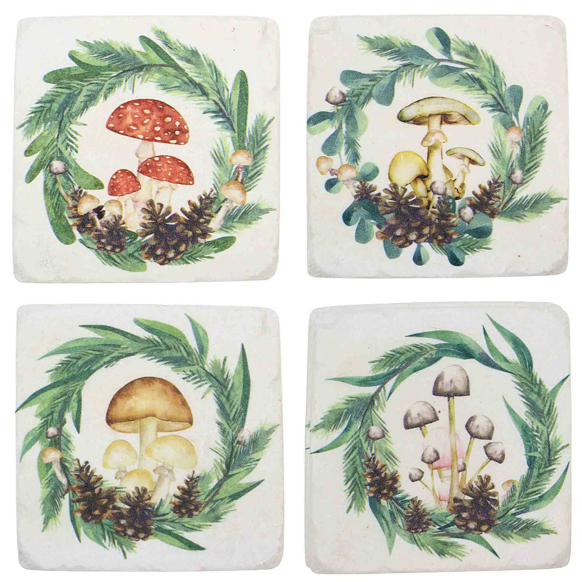 (61875) Mushroom Pine Coasters