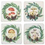 Ganz Mushroom Pine Coasters - Four Coasters 3.75 Inch, Polyresin - Set Of Four Pine Wreath Cx182802 (61875)