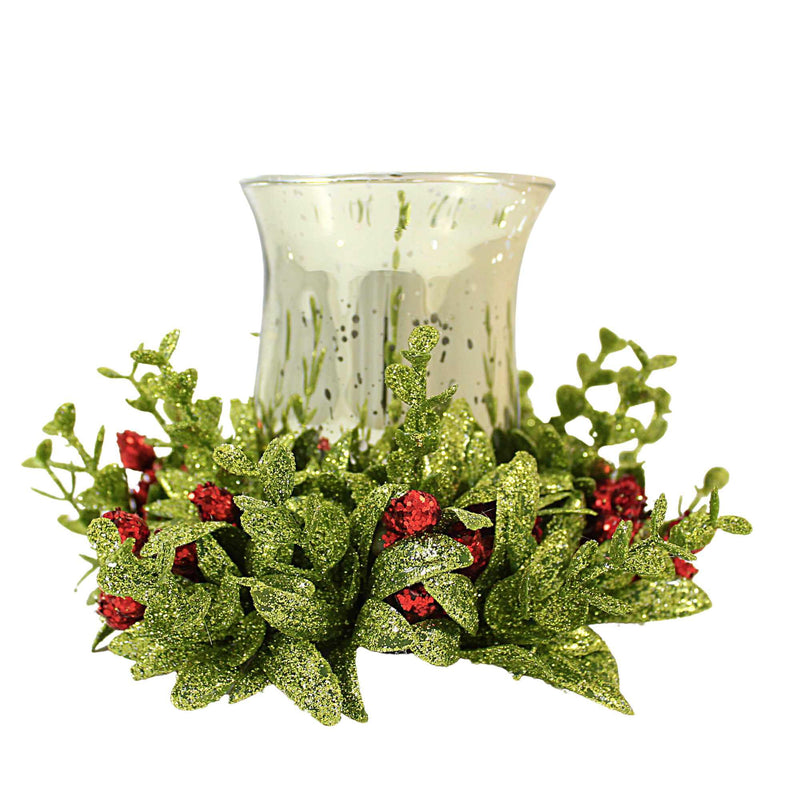 Ganz Silver Candle Holder With Mistletoe - - SBKGifts.com