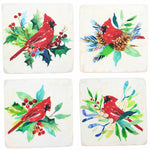 Ganz Cardinal Coaster Set - Four Coasters 3.75 Inch, Polyresin - Holly Red Birds Cx182723 (61888)