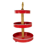 Ganz Red/White 3 Tier Pedestal Stand - One 3-Tier Stand 21.5 Inch, Metal - Circular Wooden Stem Cx178347 (61907)