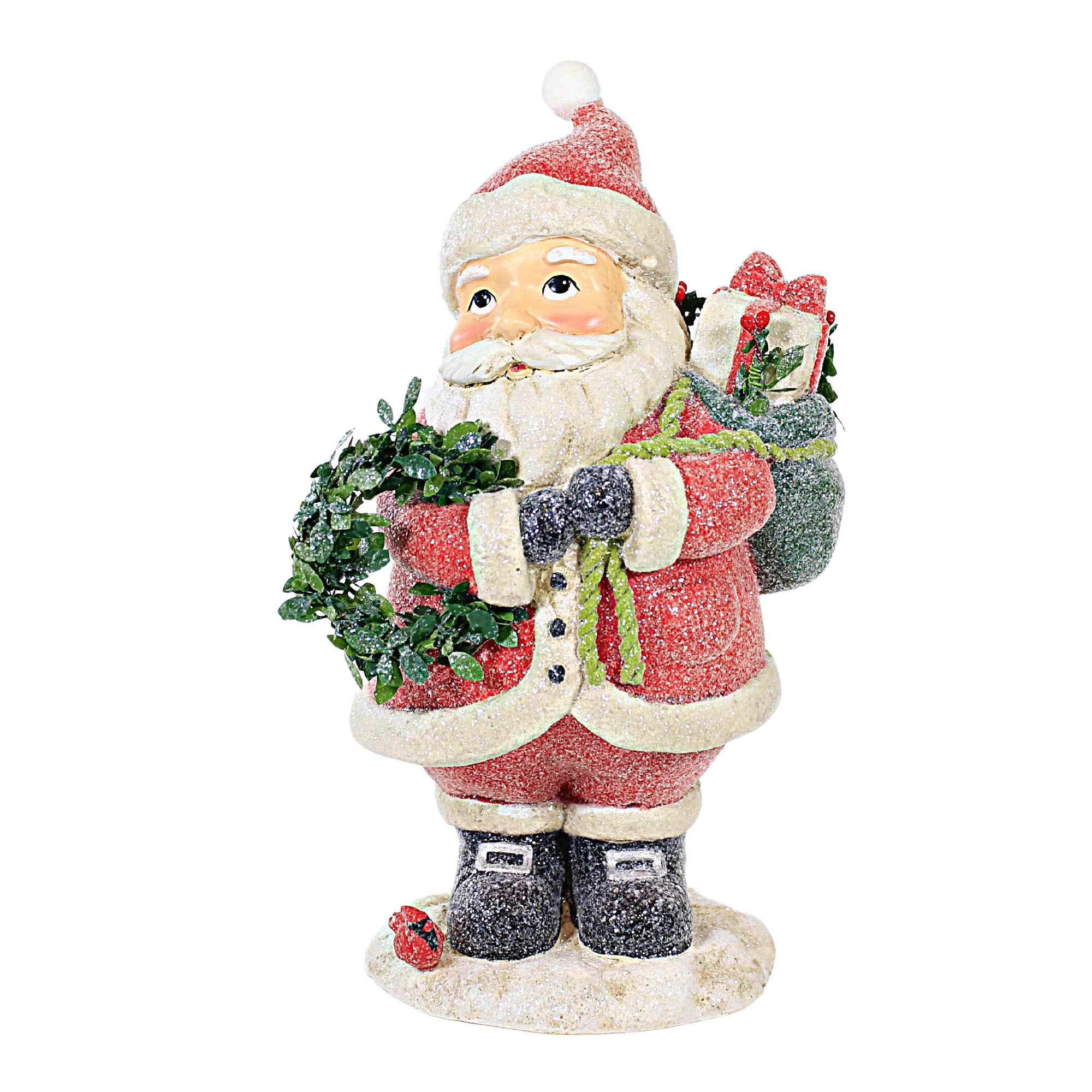Ganz Glittery Santa With Cardinal Figurine - One Santa Figurine