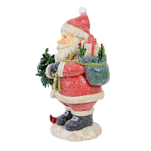 Ganz Glittery Santa With Cardinal Figurine - - SBKGifts.com