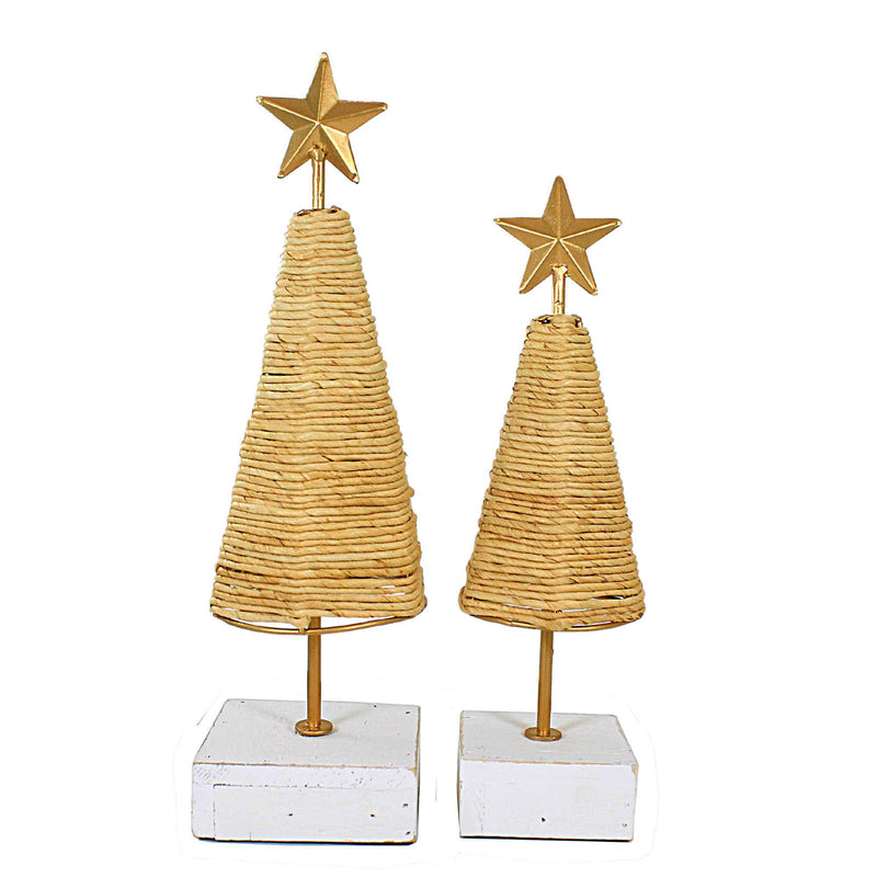 Ganz Natural Woven Tree Set - Two Trees 14 Inch, Paper - Star Distressed Cx181816 (61910)