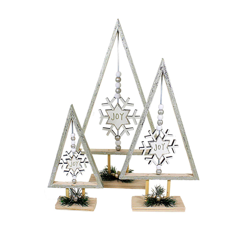 Ganz Snowflake Tree Set - Three Trees 13 Inch, Plywood - Beads Bells Greenery Mx189341 (61942)