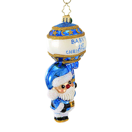 Christopher Radko Company First Christmas Rattle Baby Blue - - SBKGifts.com