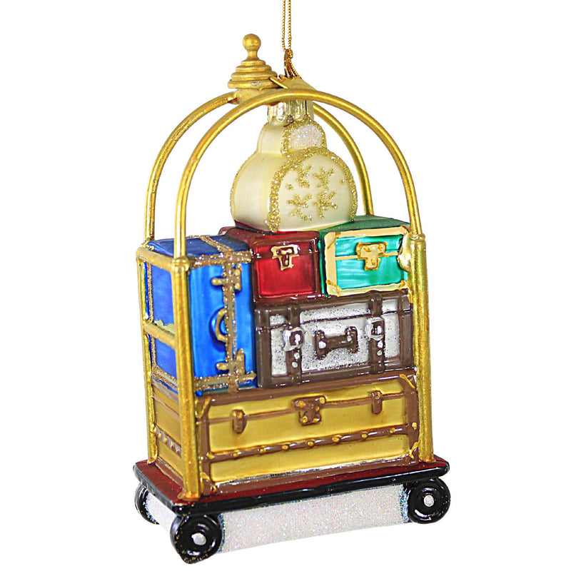 Noble Gems Luggage Cart - One Ornament 5 Inch, Glass - Travel Hotel Nb1728 (61984)