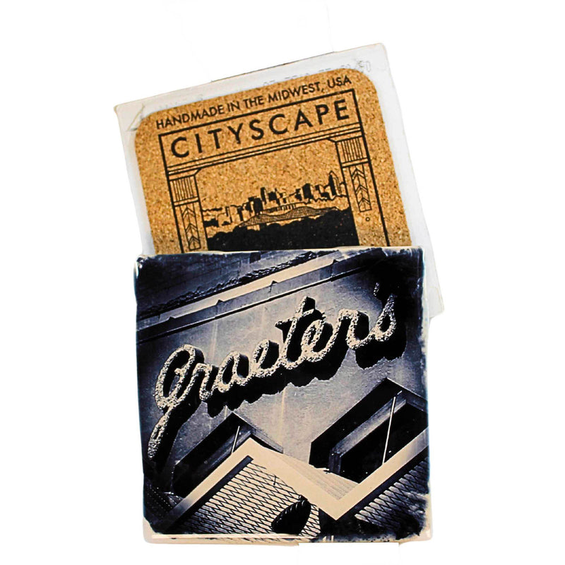 Cityscape Tiles Graeters - One Coaster 4.25 Inch, Ceramic - Ice Cream Graters (61993)
