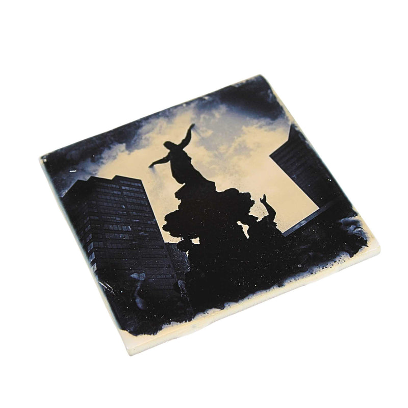 Cityscape Tiles Fountain Square Silhouette - - SBKGifts.com