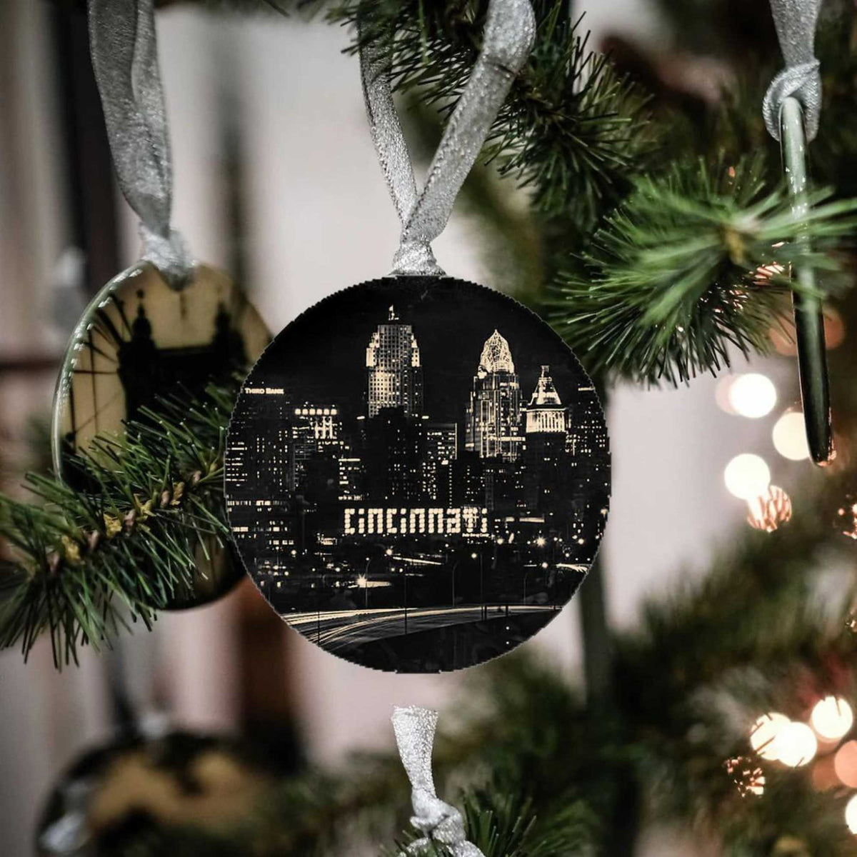 Cityscape Tiles Cincinnati Night Skyline Ornament - - SBKGifts.com