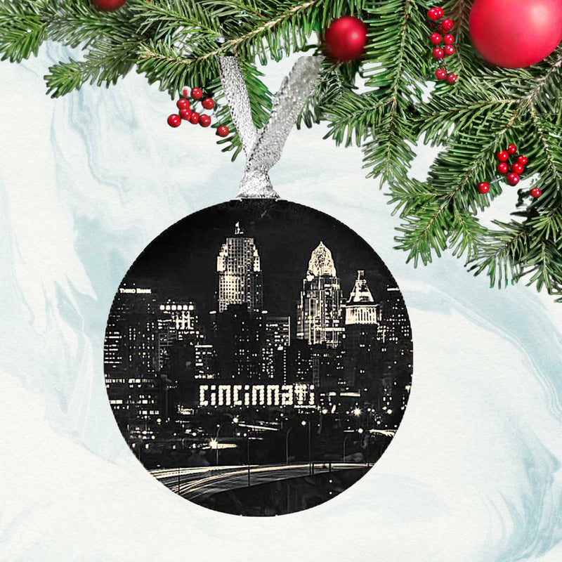 Cityscape Tiles Cincinnati Night Skyline Ornament - - SBKGifts.com