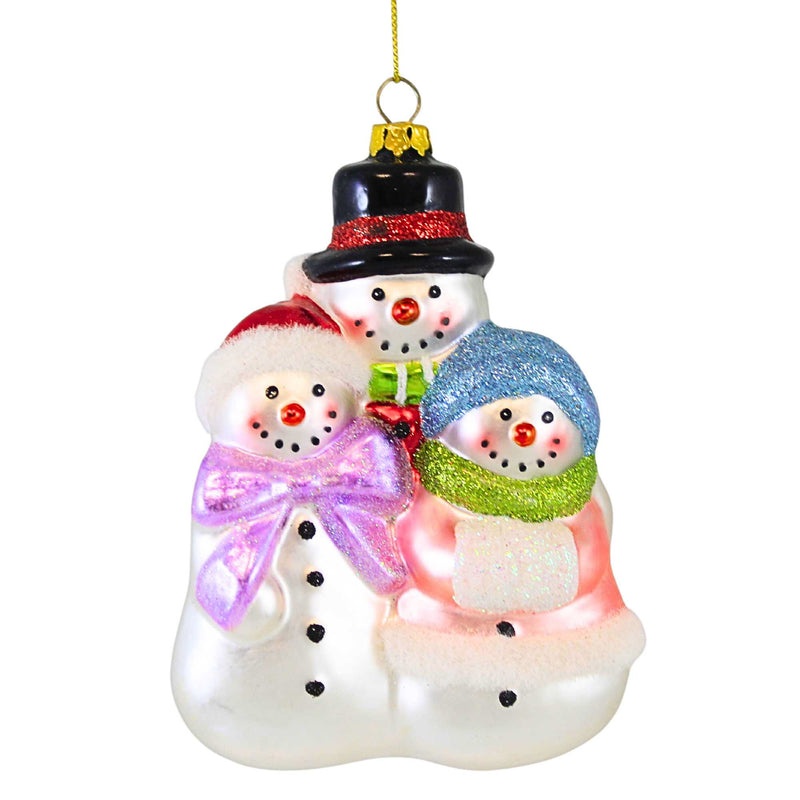 Craftoutlet.Com Snowman Family - One Ornament 5 Inch, Glass - Christmas Ornament Top Hat 50626 (62036)