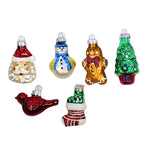 Craftoutlet.Com Mini Figural Christmas Ornament Set - 6 Ornaments 2 Inch, Glass - Cardinal Tree Stocking 58028 (62082)