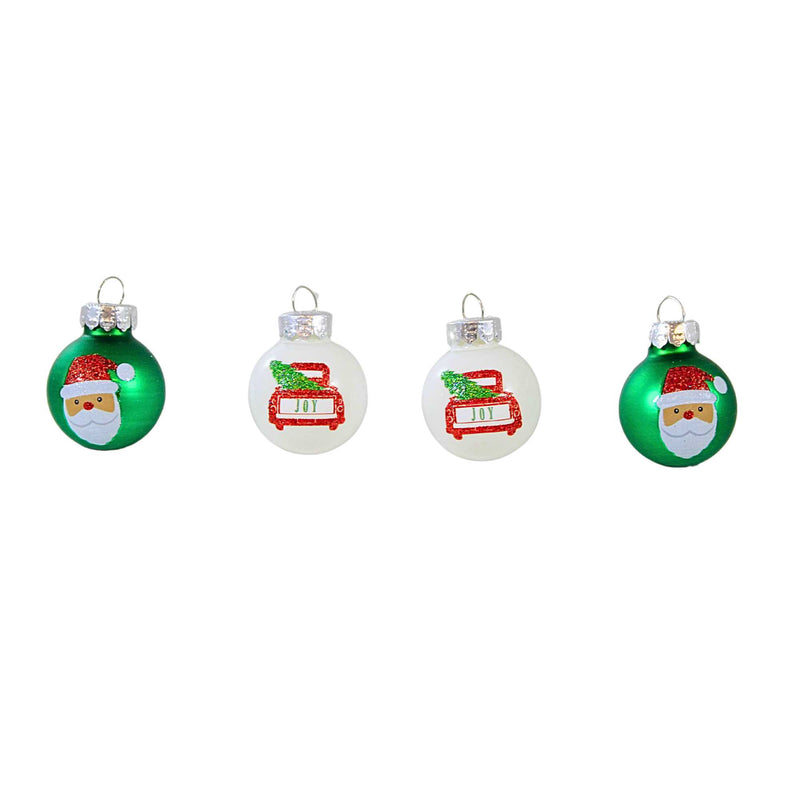 Craftoutlet.Com Santa And Truck Ball Ornament Set - 20 Mini Ball Ornaments 1.25 Inch, Glass - Mini Ball 87943 (62098)