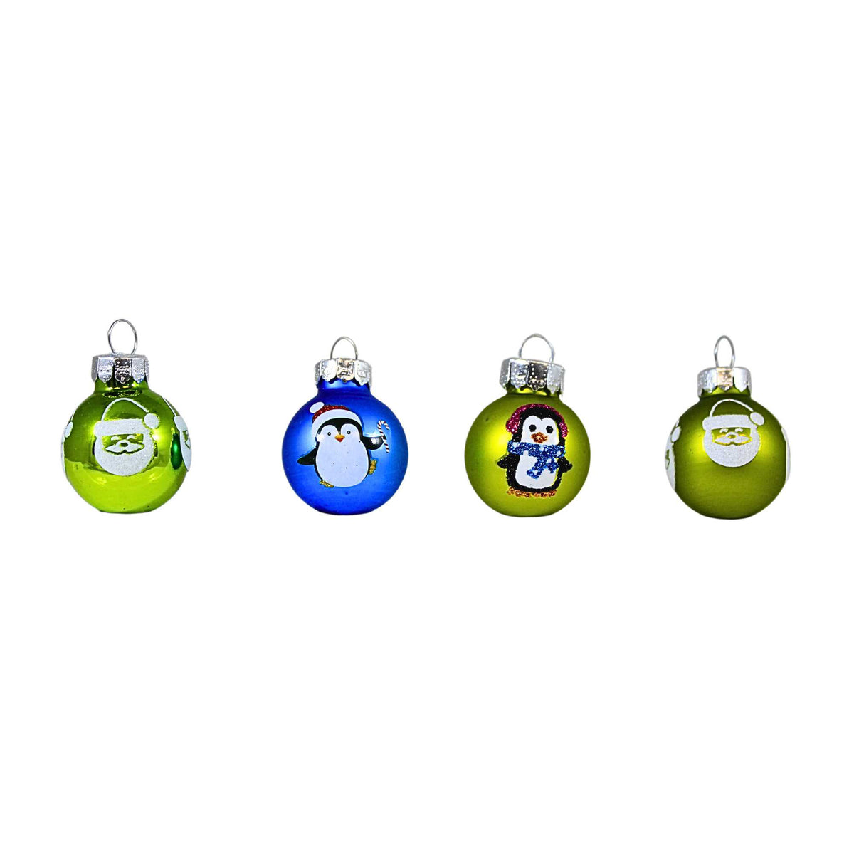 (62100) Santa And Penguin Ball Ornament Set
