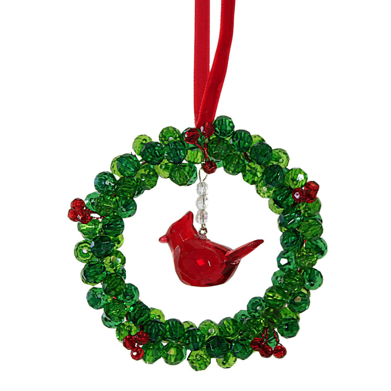Crystal Expressions Cardinal Berry Wreath Ornament - One Ornament 4.25 Inch, Acrylic - Crystal Expressions Acryx223 (62140)
