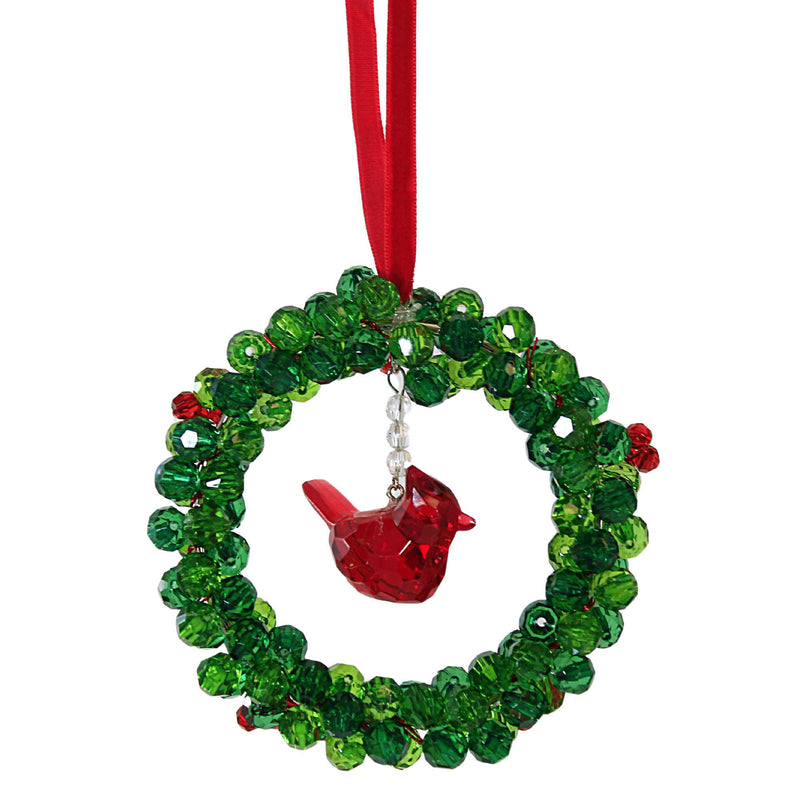 Crystal Expressions Cardinal Berry Wreath Ornament - - SBKGifts.com