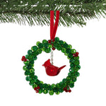 Crystal Expressions Cardinal Berry Wreath Ornament - - SBKGifts.com