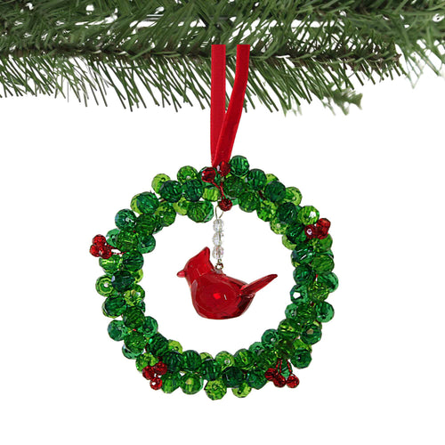 Crystal Expressions Cardinal Berry Wreath Ornament - - SBKGifts.com