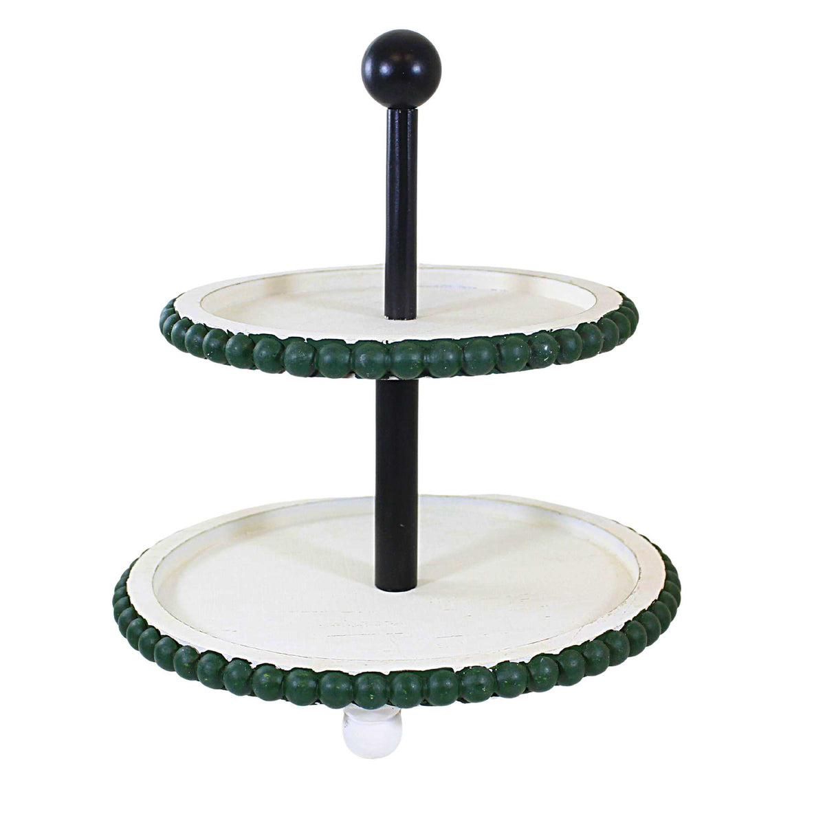 62145 Green Beaded Edge Two-Tier Pedestal Stand CX181800