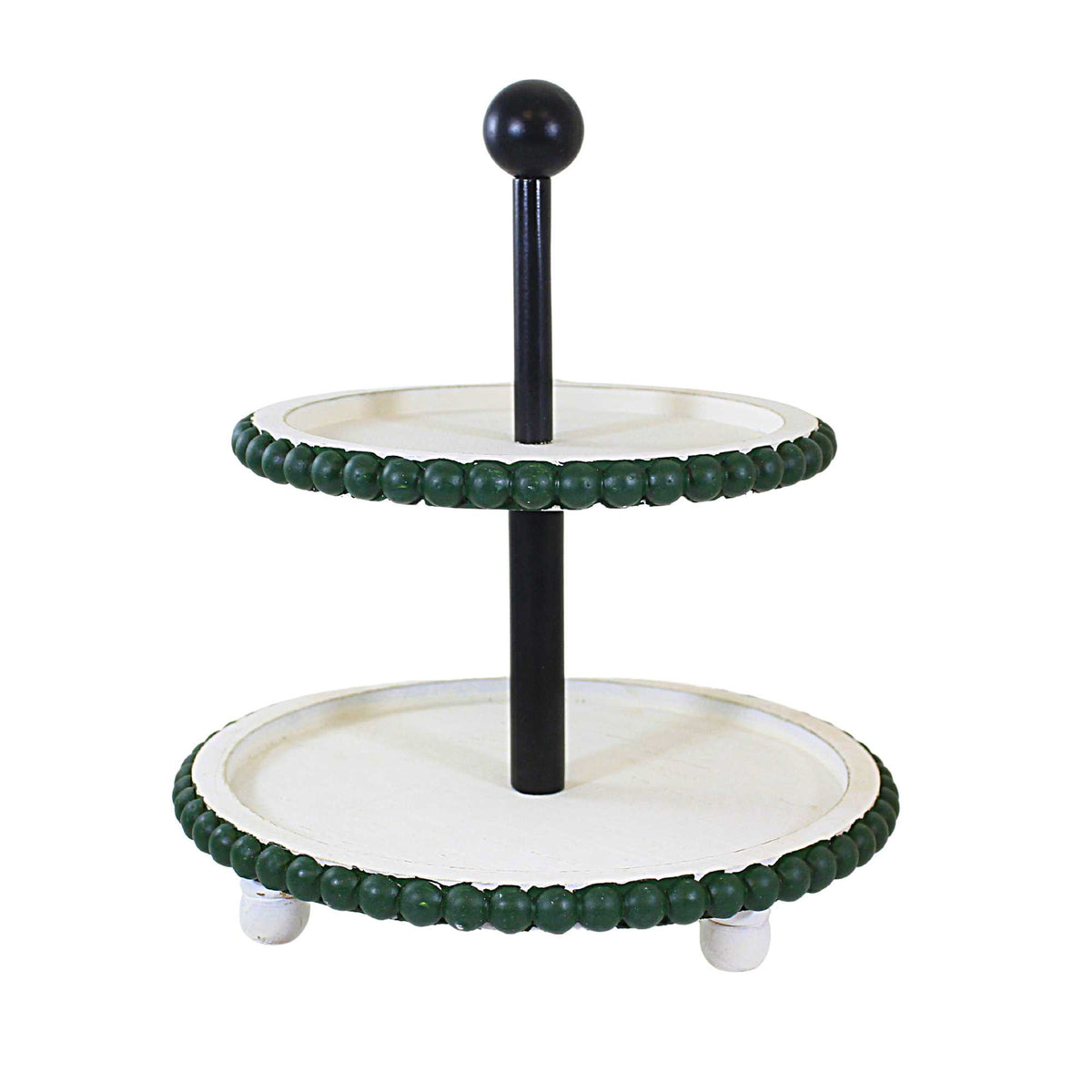 Ganz Green Beaded Edge Two-Tier Pedestal Stand - - SBKGifts.com